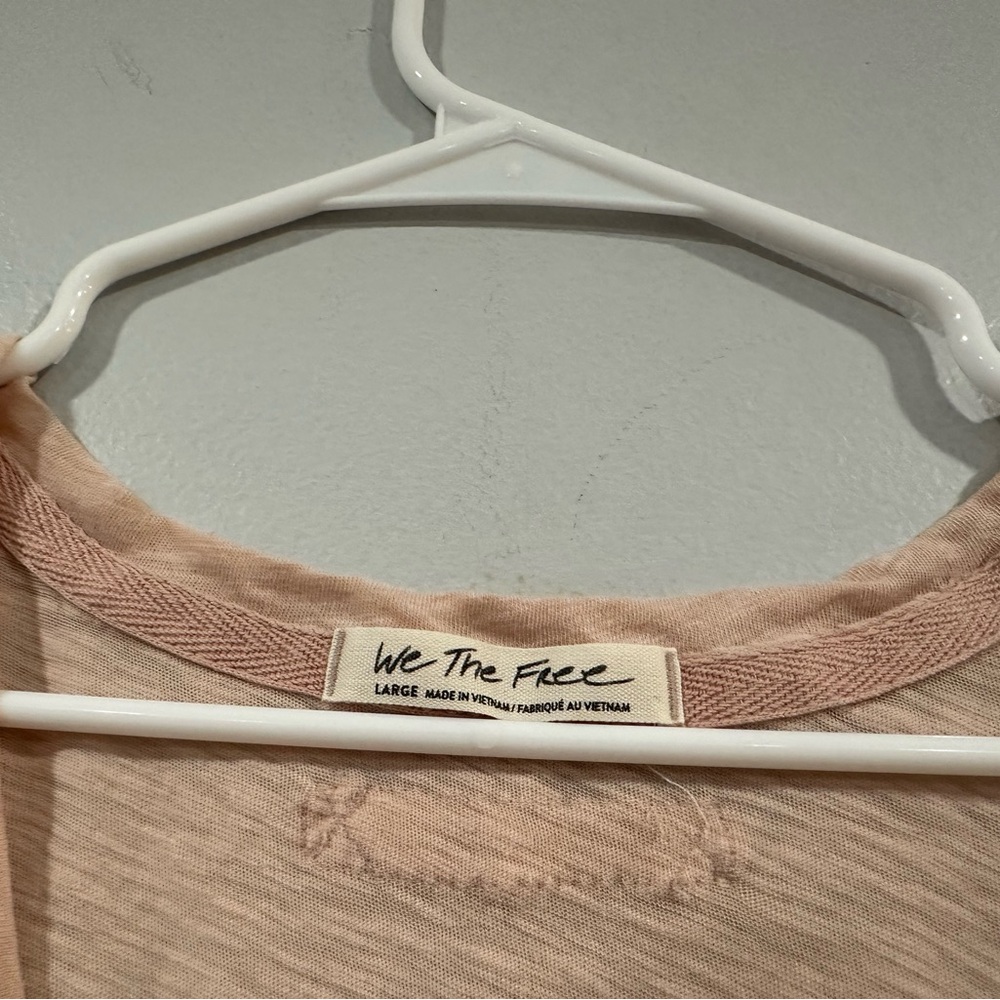 Free People Betty Tee Shirt Light Pink Long Sleeve Large L - Picture 7 of 10